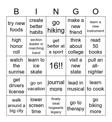 2025 Bingo Card