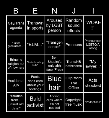 BEN SHAPIRO BINGO Card