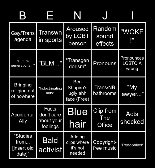 BEN SHAPIRO BINGO Card