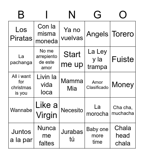 Bingo AñoNuevo Bingo Card