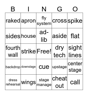 Theatre Bingo Card