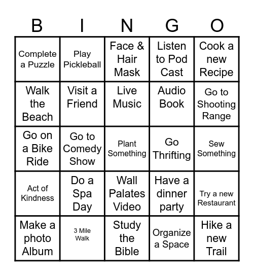 Dry January Bingo Card