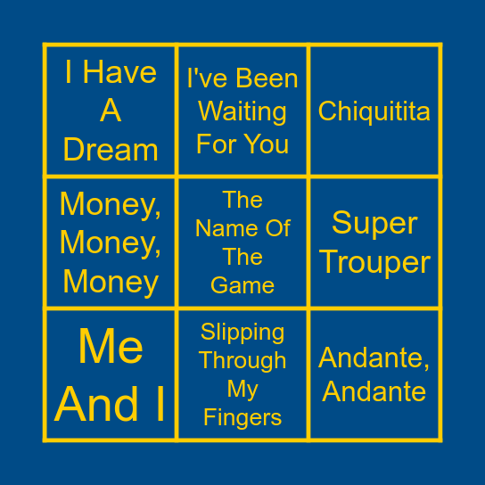 ABBA Music Bingo Card