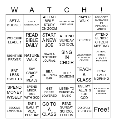 NEW YEAR'S RESOLUTIONS FOR 2025 Bingo Card