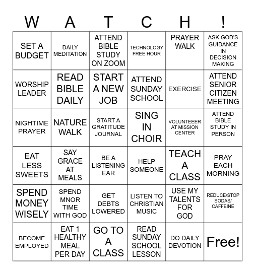 NEW YEAR'S RESOLUTIONS FOR 2025 Bingo Card