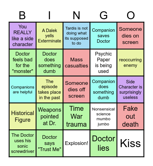 Doctor Who Bingo Card