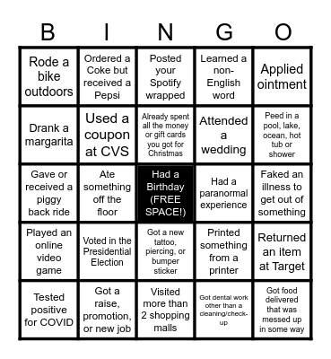 ♡ Goodbye 2024 ♡ Bingo Card
