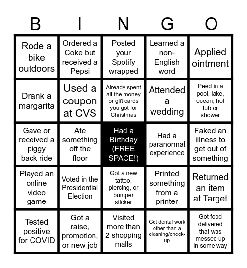 ♡ Goodbye 2024 ♡ Bingo Card