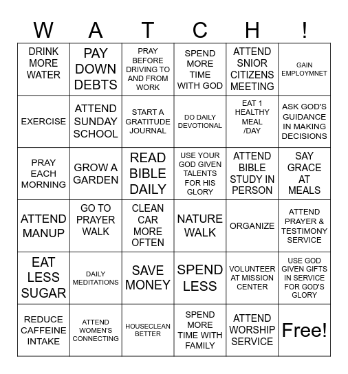 NEW YEARS RESOLUTION 2025 Bingo Card