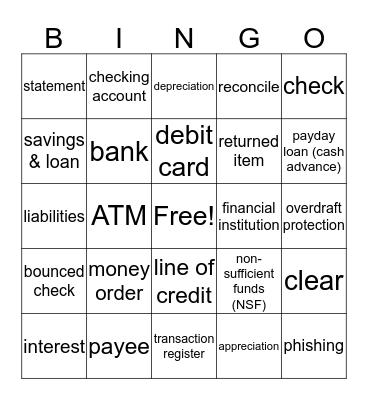 Money Bingo Card