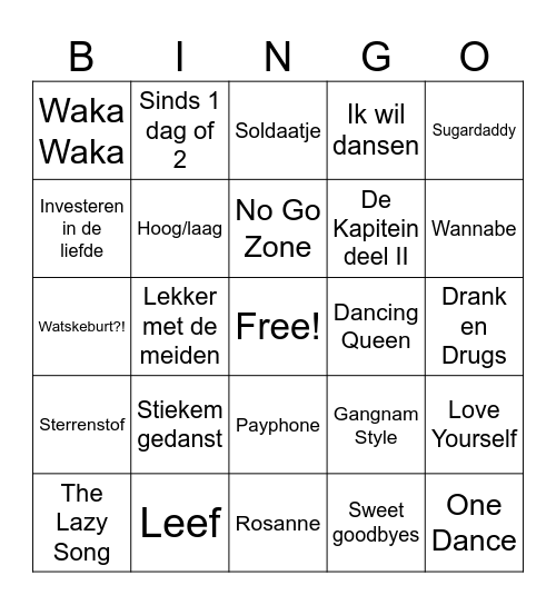 Muziek Bingo Oud&Nieuw 2024/2025 Bingo Card