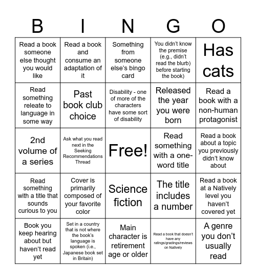 2025 Bingo Card