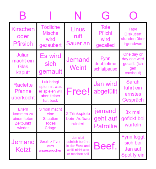Silvester Bingo Card