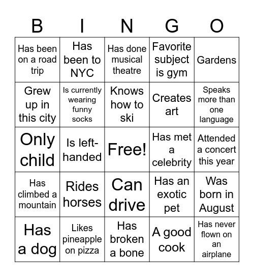 Icebreaker Bingo 1 Bingo Card