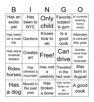 Icebreaker bingo 2 Bingo Card