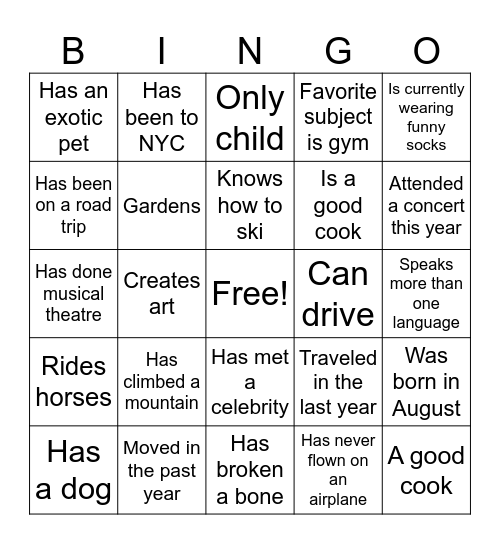 Icebreaker bingo 2 Bingo Card