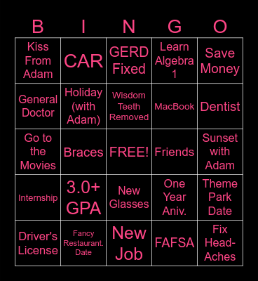 Kamie's 2025 Bingo Card