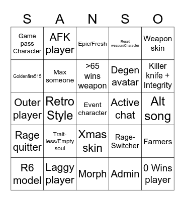 ULC BINGO Card