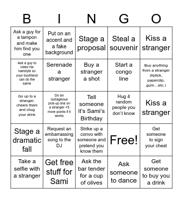 Happy Birthday Sami Bingo Card
