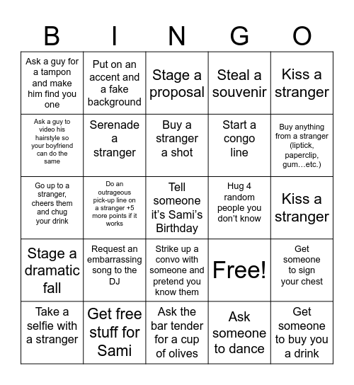 Happy Birthday Sami Bingo Card