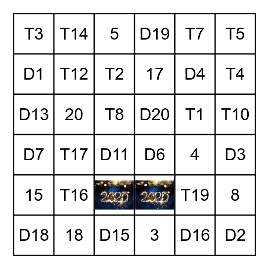 Silvester 2025 Darts Bingo Card