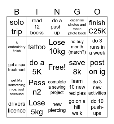 New Year Rez Bingo Card