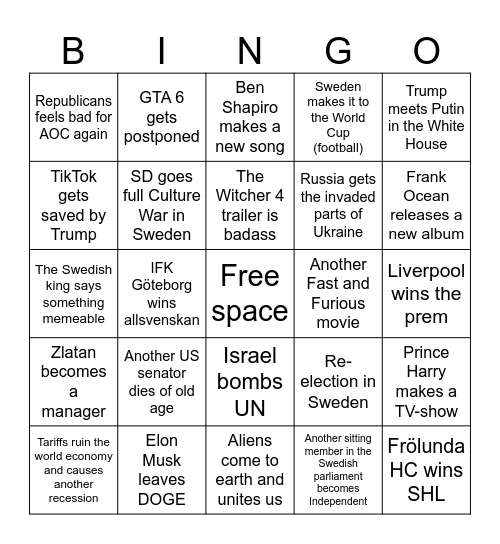 2025 bingo card Bingo Card