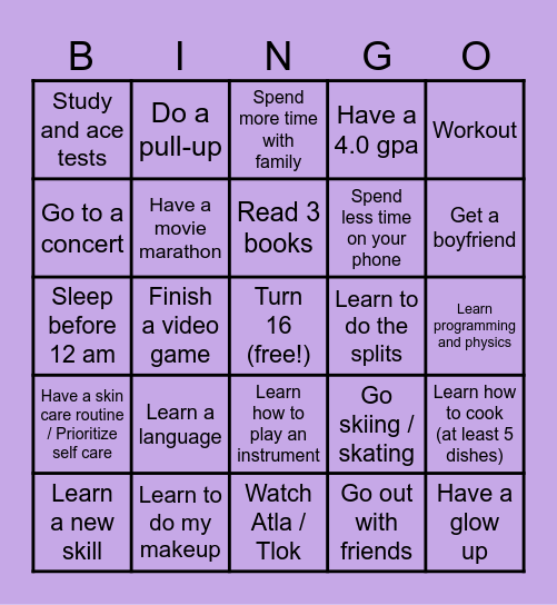 2025 Goal Bingo Card