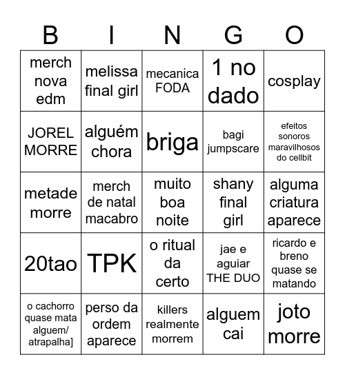 natau macabre! Bingo Card