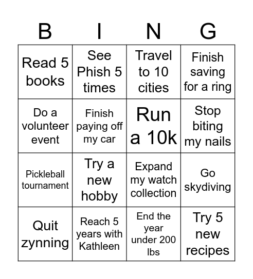 Sam Bingo Card