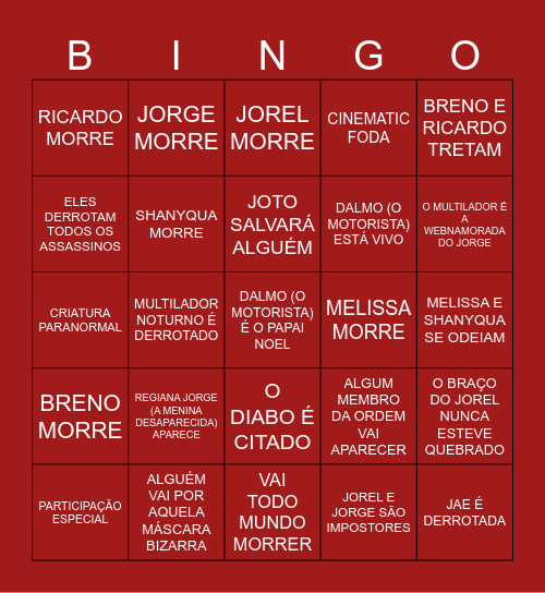 BINGO DO NATAL MACABRO! Bingo Card