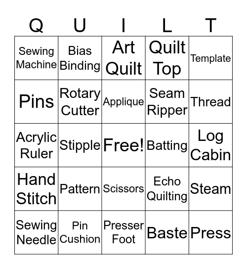 Quilting Bingo Card