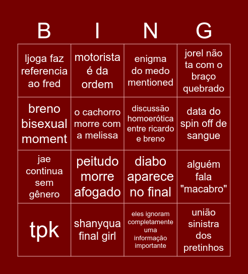 Natal Macabro #3 Bingo Card