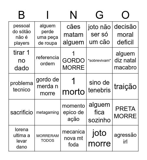 RPG NATAL MACABRO Bingo Card