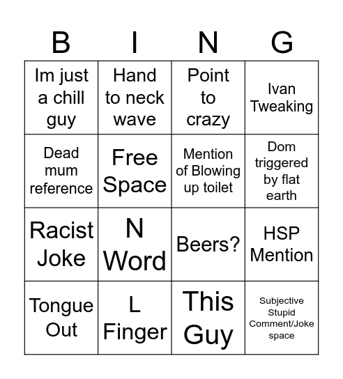 NYE Bingo Card