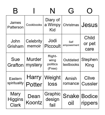 Thrift Store Books Bingo Card