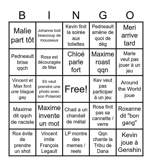 Jour de l'an 2025 Bingo Card