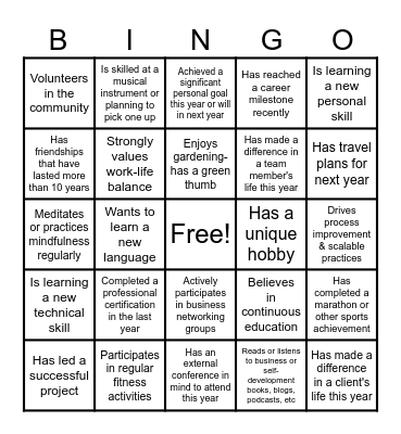 THRIVE Bingo Card