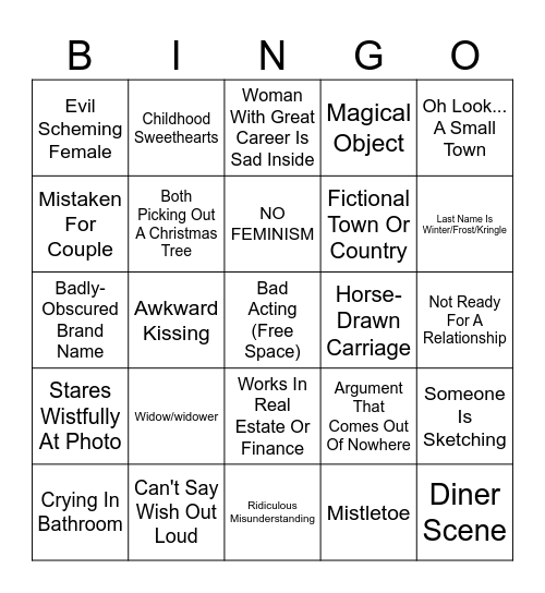 Bad Chrismas Movie Bingo Card