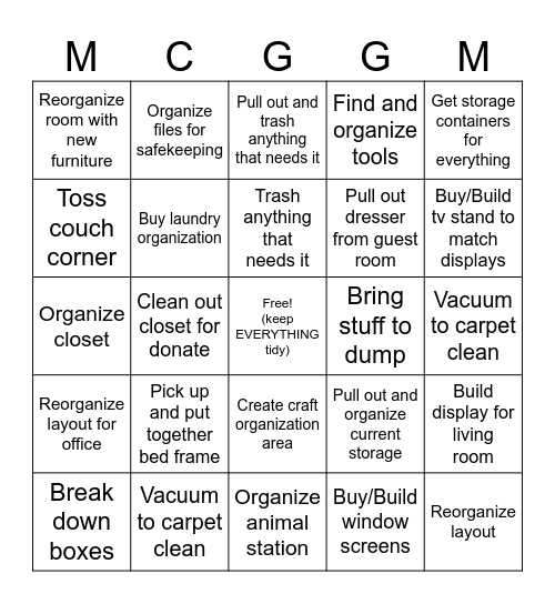 House Bingo Card