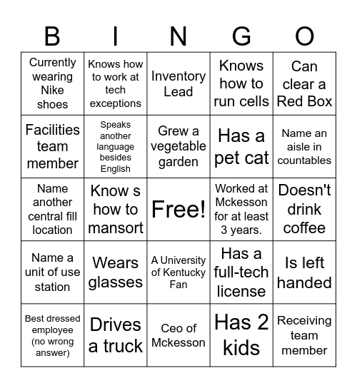 2025 Get to know your co-workers! Bingo Card
