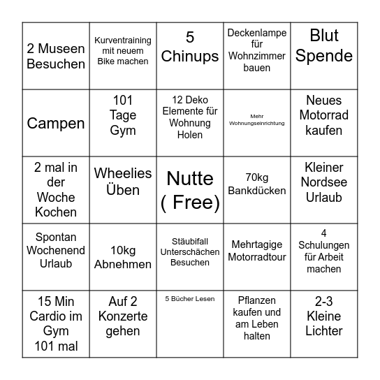 Nici Bingo Card