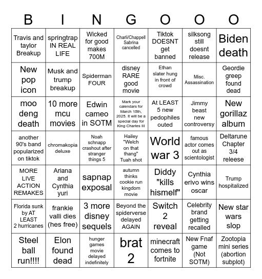 2025 Beengo! Bingo Card
