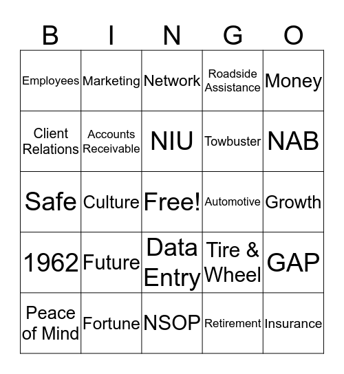 NSOP Bingo! Bingo Card