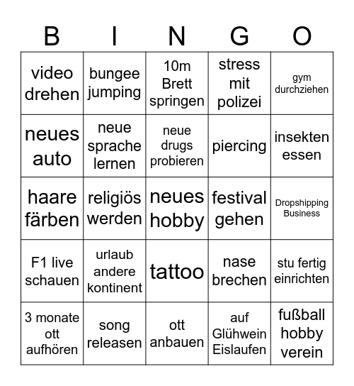 NAOMI Bingo Card