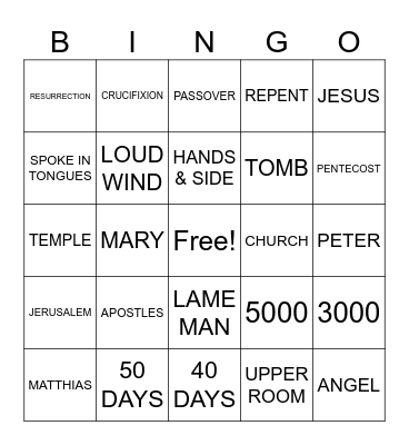 ACTS 1-3 Bingo Card