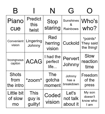 The Dead Zone Bingo Card