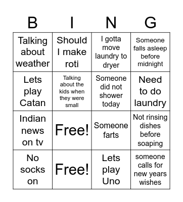 New Years 2025 Card Bingo Card