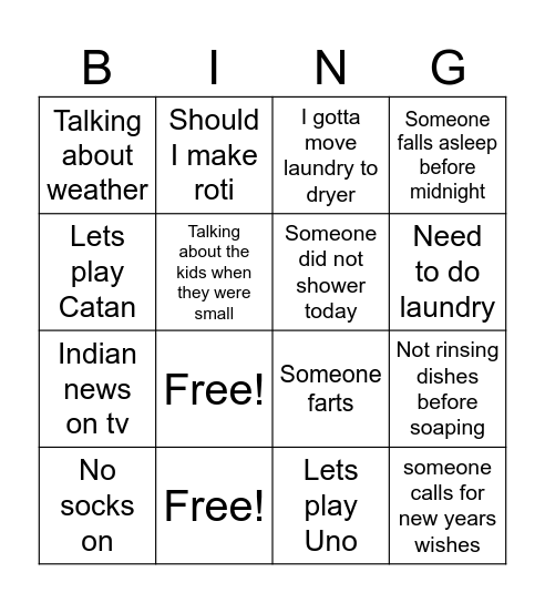 New Years 2025 Card Bingo Card
