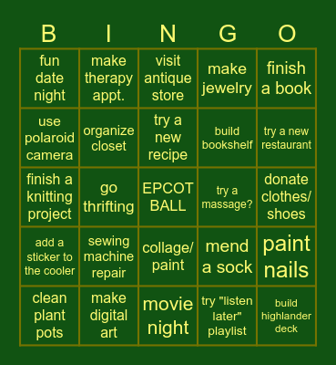 IZZY'S JANUARY BINGO Card